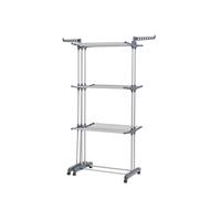(Grey) 4 Tier Foldable Laundry Dryer Rack Extra Large Bedroom Outdoor Clothes Airer