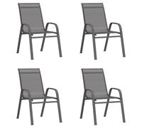 (grey, 4) vidaXL Stackable Garden Chairs Outdoor Chairs Dining Chair Textilene Fabric
