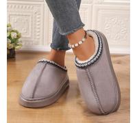 (grey, 40-41) Women's Slipper Slip On For Women Suede Leather Indoor/Outdoor Comfy Fur Fleece Lined Short Mini Boot Tasman Slippers