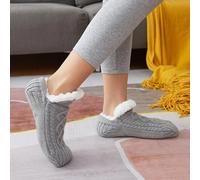 (grey, 40-42(260mm)) Thermal Mens Slipper Socks Winter Warm Short Cotton Thickened Home Sleeping Soft Non Slip Grip Fuzzy Floor Sock Fluffy Male