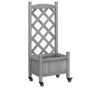 (grey, 40 x 30 x 97.5 cm) vidaXL Planter with Trellis Raised Bed Garden Planter Brown Solid Wood Fir