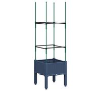 vidaXL Garden Planter with Trellis - Outdoor Polypropylene Flower Pot Box in Grey, 40x40x142.5 cm, with Moisture-Retaining Design & Rattan Look