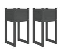 vidaXL Planters 2 pcs Grey 40x40x81 cm Solid Wood Pine