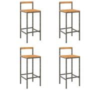 (grey, 40 x 44 x 100 cm/ 4 pcs) vidaXL Bar Stools Pub Stool Bar Chair Grey Poly Rattan and Solid Wood Acacia