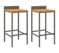(grey, 40 x 44 x 86 cm/ 2 pcs) vidaXL Bar Stools Pub Stool Bar Chair Grey Poly Rattan and Solid Wood Acacia