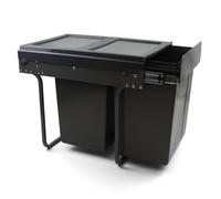 Grey 400mm Cabinet Bin Integrated Base Mounted 40L Soft Close Dark 2 X 20L