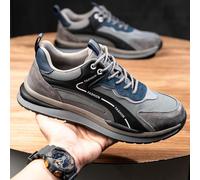 (grey, 43) Labor protection shoes, suede, steel head, anti-smashing, puncture-proof, breathable, deodorant, anti-slip rubber soles, working shoes