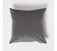 HOMESCAPES Grey Velvet Cushion 45 x 45 cm Super Soft Velvet Scatter Cushion with Super Microfibre Cushion Pad Insert Included Accent Throw Pillow for Sofa or Bed