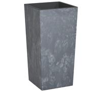 Planter Grey 26.5x26.5x50cm PP Concrete-Look Outdoor Square with Removable Inner