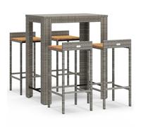 (grey, 5 piece) vidaXL Garden Bar Set Bar Table and Chair Poly Rattan and Solid Wood Acacia