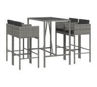 Garden Bar Set Outdoor Table Bar Table Set with Cushions Poly Rattan vidaXL