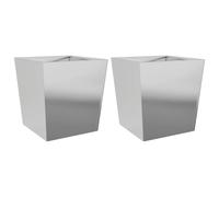 vidaXL Garden Planters - Outdoor Flower Pot Planter Box Set | Galvanised Steel, Rust-Resistant, 50x50x50 cm, 2 pcs - Balconies, Gardens, Patios