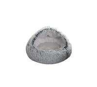 (Grey, 50cm/19.69in) Warm Pet Cat Cave Bed Hooded Donut Cozy Soft Plush Puppy Mat Self Warming Nest