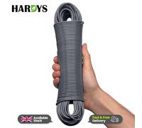 Hardys 50m Washing Line | Clothes Line with Steel Core & PVC Coating | Long Length for Indoor, Outdoor & Camping | Rot, Mould & Weather Resistant | Grey