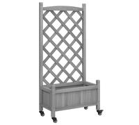 (grey, 55 x 29.5 x 117.5 cm) vidaXL Planter with Trellis Raised Bed Garden Planter Brown Solid Wood Fir
