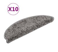 vidaXL - Grey Stair Mats: 10 Pcs Tufted 100% Polypropylene Non-Slip Carpet Rug Protectors for Indoor Steps with Adhesive Tapes