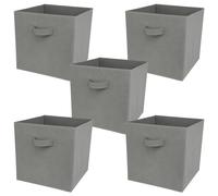 (Grey, 5pcs) Charles Jacobs Fabric Storage Boxes for Cube Units