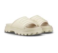 (Grey, 6 (Adults')) Hunter Moulded Stacked Slider Polyester Women's Gravel Slides