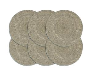 (grey, 6 pcs/Jute) vidaXL Placemats Soft Handmade Table Placement Table Runner Decor Plain Round