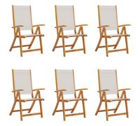 (grey, 6 pcs) vidaXL Folding Garden Chairs Dining Chair Solid Wood Acacia and Textilene