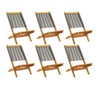 (grey, 6 pcs) vidaXL Garden Chairs Outdoor Dining Chair Solid Wood Acacia and Polypropylene