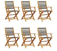 (grey, 6 pcs) vidaXL Garden Chairs Seating 2 pcs Beige Solid Wood Acacia and Polypropylene