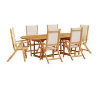 (grey, 6 piece/oval) vidaXL Garden Dining Set 9 Piece Table & Chair Solid Wood Acacia and Textilene