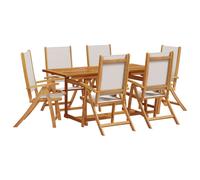 (grey, 6 piece/rectangular) vidaXL Garden Dining Set 5 Piece Table & Chair Solid Wood Acacia and Textilene