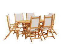 Garden Dining Set Table and Chairs Solid Wood Acacia and Textilene vidaXL