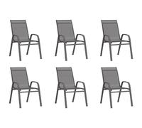 (grey, 6) vidaXL Stackable Garden Chairs Outdoor Chairs Dining Chair Textilene Fabric
