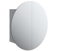 (Grey, 60 cm) vidaXL Bathroom Cabinet with Round Mirror and LED Cabinet Storage Cupboard