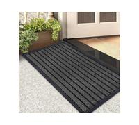 (Grey, 60X90 CM) Non-Slip Rubber Door Mat Indoor Outdoor Washable Rug Heavy Duty Dirt Trapper Welcome Doormats