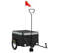 (grey, 62.5 x 124 x 52 cm) vidaXL Bike Cargo Trailer Bike Carriage Bicycle Wagon Trailer with Flag Iron