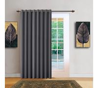 (Grey, 66" x 84") 100 % Blackout Eyelet Ring Top Curtain Pair Thermal Insulated with Tie Backs