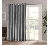 (Grey, 66" x 84" (167cm x 210cm)- 1 Panel Curtain) Luxury Velvet Curtains Eyelet Ring Top Ready Made Blackout Curtains Living Room Bedroom