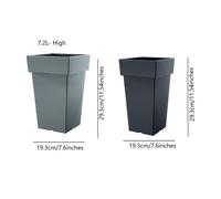 (Grey, 7.2L High) Plant Flower Pot Square Low Planter Pot 3 Sizes Garden Patio Home Large Modern