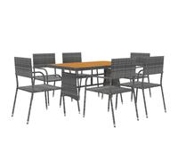 Outdoor Dining Set Poly Rattan Garden Table Chair Black/Grey 5/7 Piece vidaXL