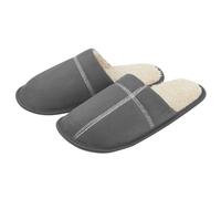 (Grey, 7) Pierre Roche Men'S Memory Foam Sherpa Mule Slippers - Black/Navy/Grey - Sizes 6-11