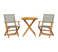 (grey, 70 x 75 cm) vidaXL Bistro Set 3 Piece Outdoor Bar Set Black Poly Rattan and Solid Wood