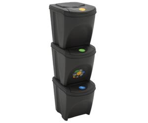 (grey, 75 L) vidaXL Stackable Dustbins Outdoor Rubbish Bin Trash Waste Garbage Bin 4 pcs
