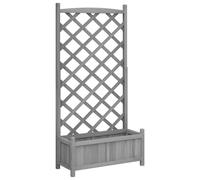 (grey, 75 x 35 x 150 cm) vidaXL Planter with Trellis Raised Bed Garden Planter Brown Solid Wood Fir