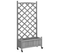 (grey, 75 x 35 x 157.5 cm) vidaXL Planter with Trellis Raised Bed Garden Planter Brown Solid Wood Fir