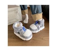 (grey, 8.5-9) Warm Non-Slip Unisex Winter Slippers with Thick EVA Sole | Plush Fleece Indoor/Outdoor Shoes, Soft Pink Cartoon Rabbit Design for Men & Women