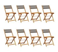 (grey, 8 pcs) vidaXL Bistro Chairs Outdoor Dining Chair Solid Wood Acacia and Polypropylene