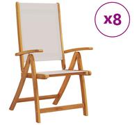 (grey, 8 pcs) vidaXL Folding Garden Chairs Dining Chair Solid Wood Acacia and Textilene