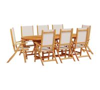 (grey, 8 piece/oval) vidaXL Garden Dining Set 9 Piece Table & Chair Solid Wood Acacia and Textilene