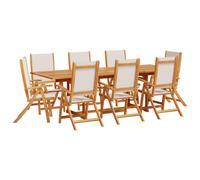 (grey, 8 piece/rectangular) vidaXL Garden Dining Set 9 Piece Table & Chair Solid Wood Acacia and Textilene