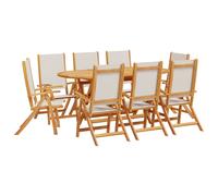 Garden Dining Set Table and Chairs Solid Wood Acacia and Textilene vidaXL