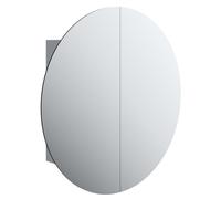 (Grey, 80 cm) vidaXL Bathroom Cabinet with Round Mirror and LED Cabinet Storage Cupboard