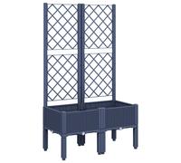 vidaXL Grey Rattan-Look PP Garden Planter with Trellis - 80x40x142 cm, Durable Plant Box for Patio/Terrace Climbers